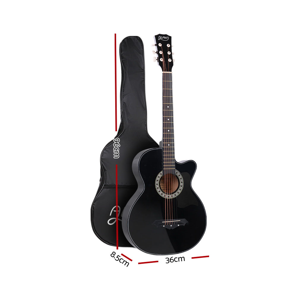 Alpha 38 Inch Acoustic Guitar Wooden Body Steel String Full Size