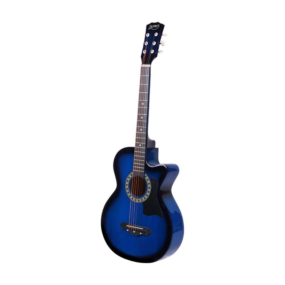 Alpha 38 Inch Acoustic Guitar Wooden Body Steel String Blue