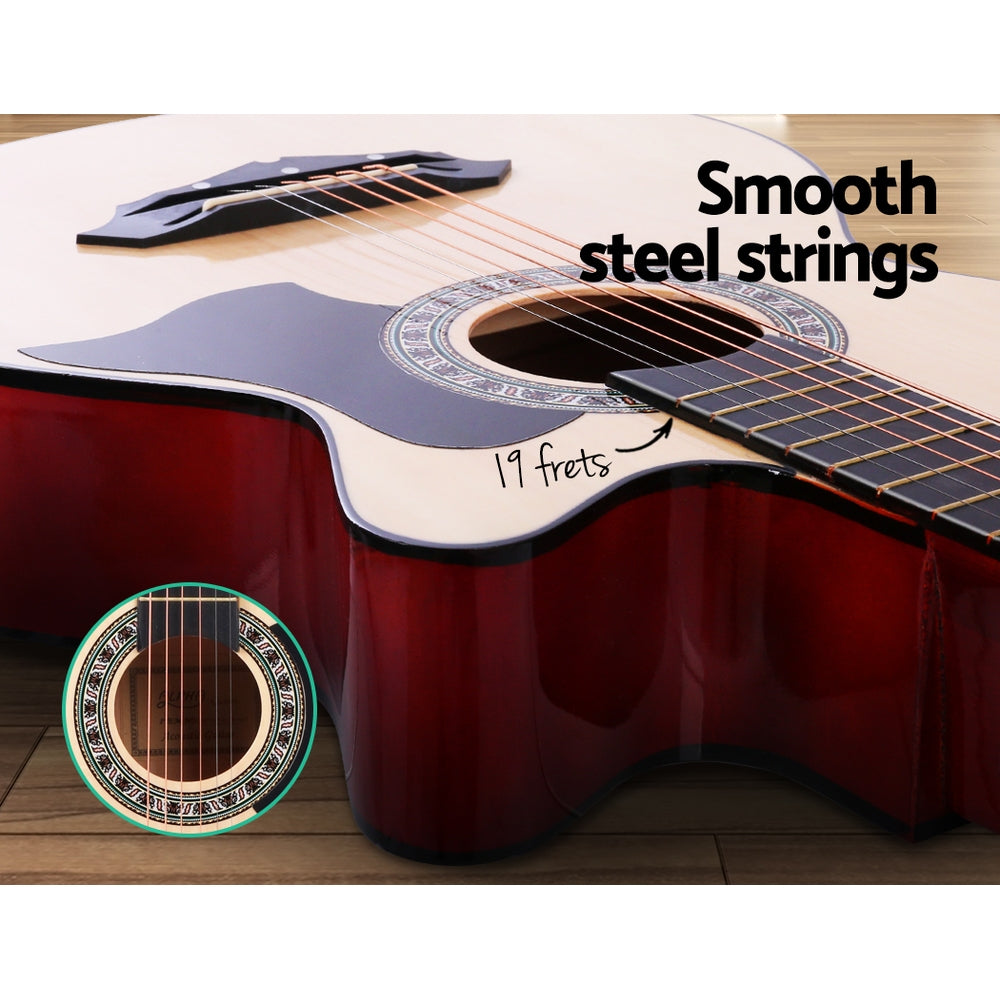 Alpha 38 Inch Acoustic Guitar Wooden Body Steel String Full Size