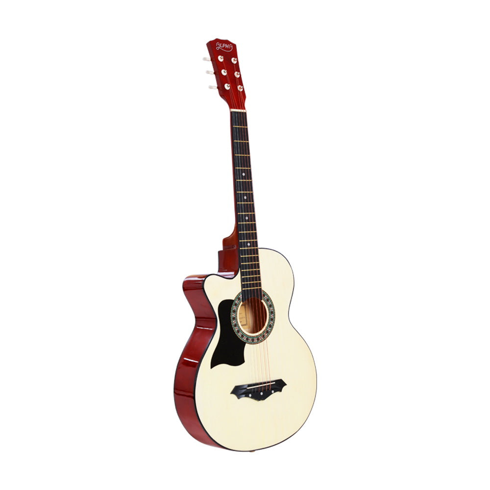 Alpha 38 Inch Acoustic Guitar Wooden Body Steel String Full Size
