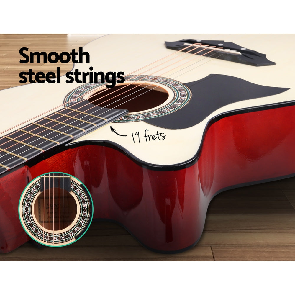 Alpha 38 Inch Acoustic Guitar Wooden Body Steel String Full Size
