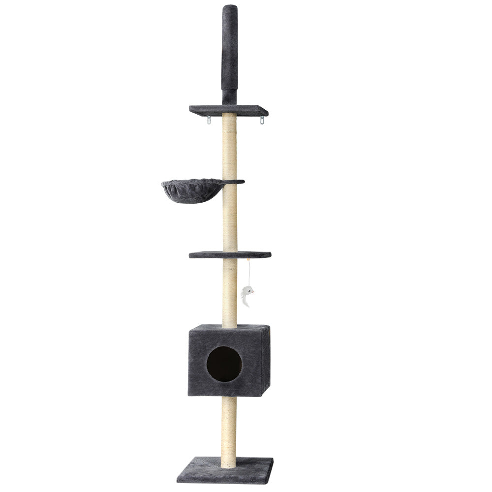 i.Pet Cat Tree 260cm Tower Scratching Post Floor to Ceiling Dark Grey