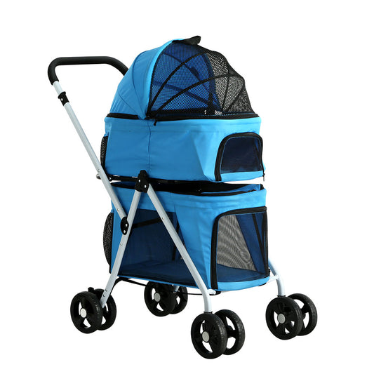 i.Pet Pet Stroller Dog Pram Large Cat Carrier Foldable 4 Wheels Double