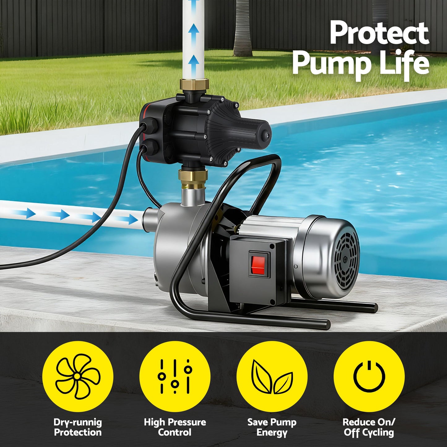 GIANTZ Digital Water Pump Controller 16A 1.5kW Max High Power Pressure