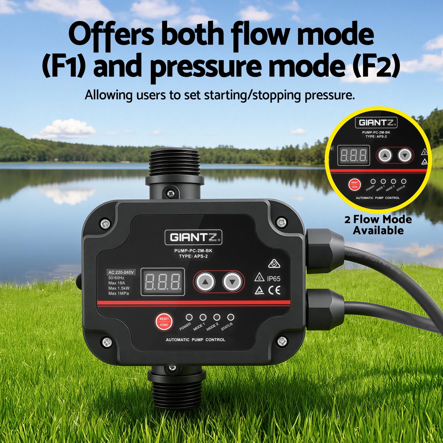 GIANTZ Digital Water Pump Controller 16A 1.5kW Max High Power Pressure