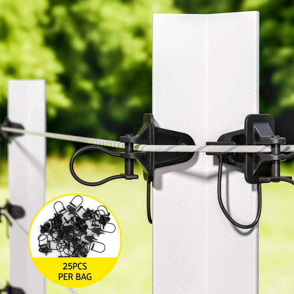 Giantz Electric Fence Insulators 200pcs Pinlock Black