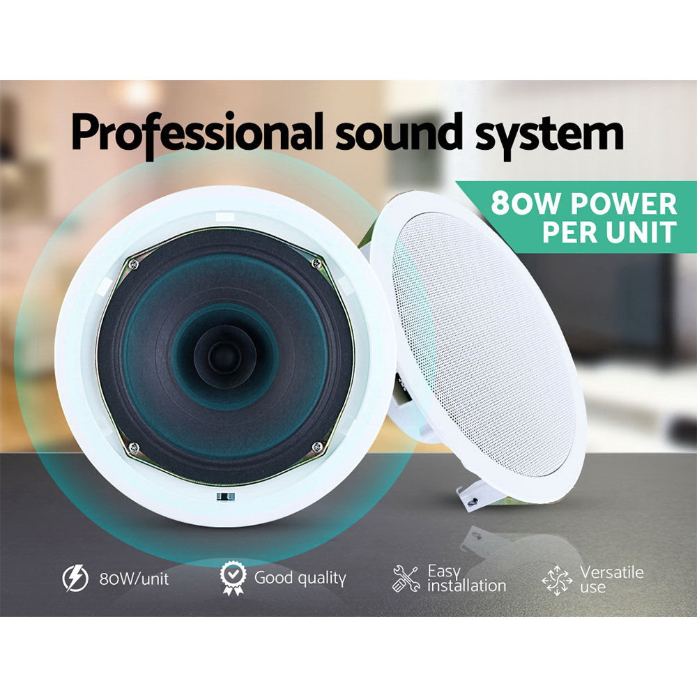 2 x 6" In Ceiling Speakers Home 80W Speaker Theatre Stereo