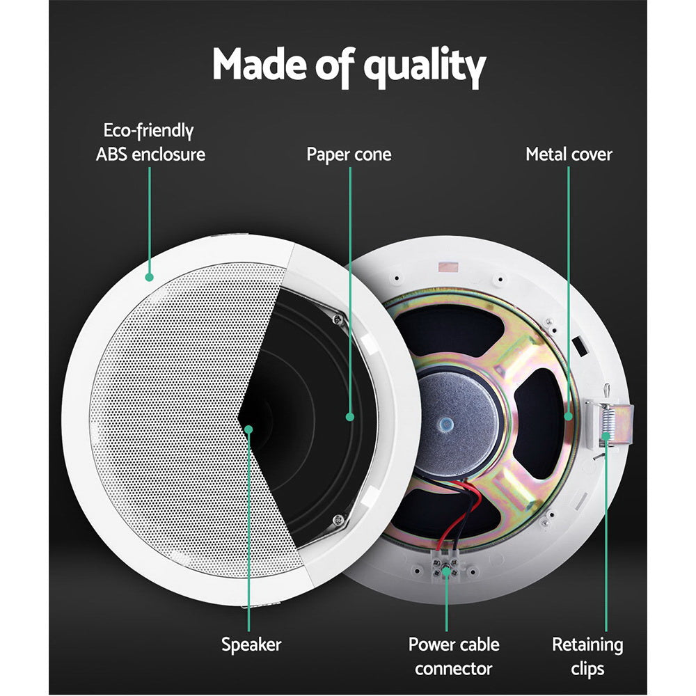 2 x 6" In Ceiling Speakers Home 80W Speaker Theatre Stereo