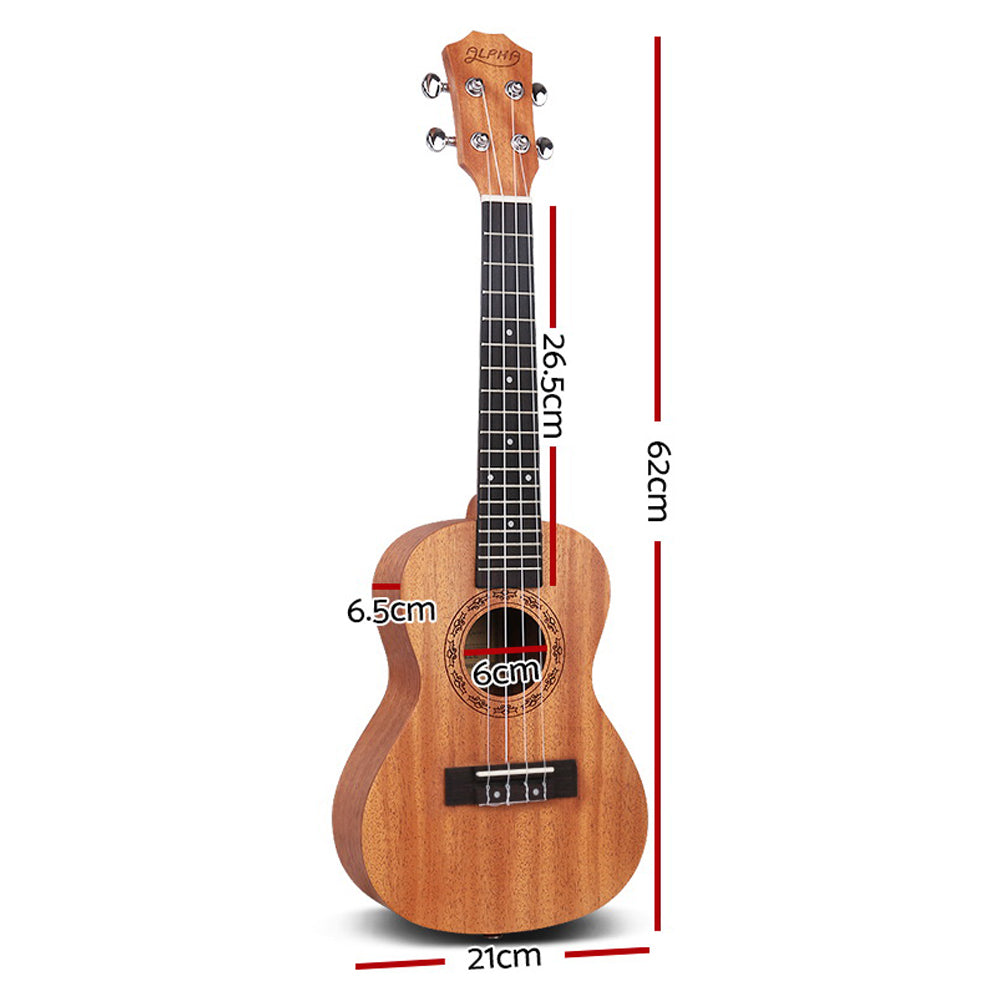 Alpha 23" Ukulele Natural Mahogany Beginner Gift w/ Carry Bag