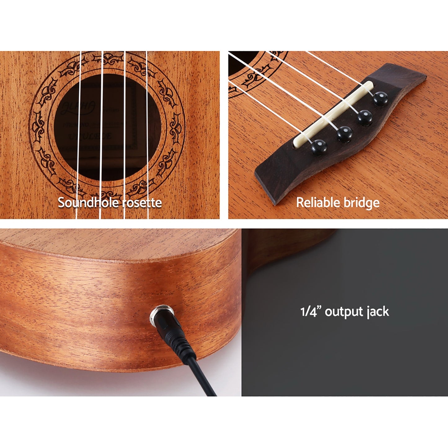 Alpha 26" Ukulele Equaliser Natural Mahogany Gift w/ Bag