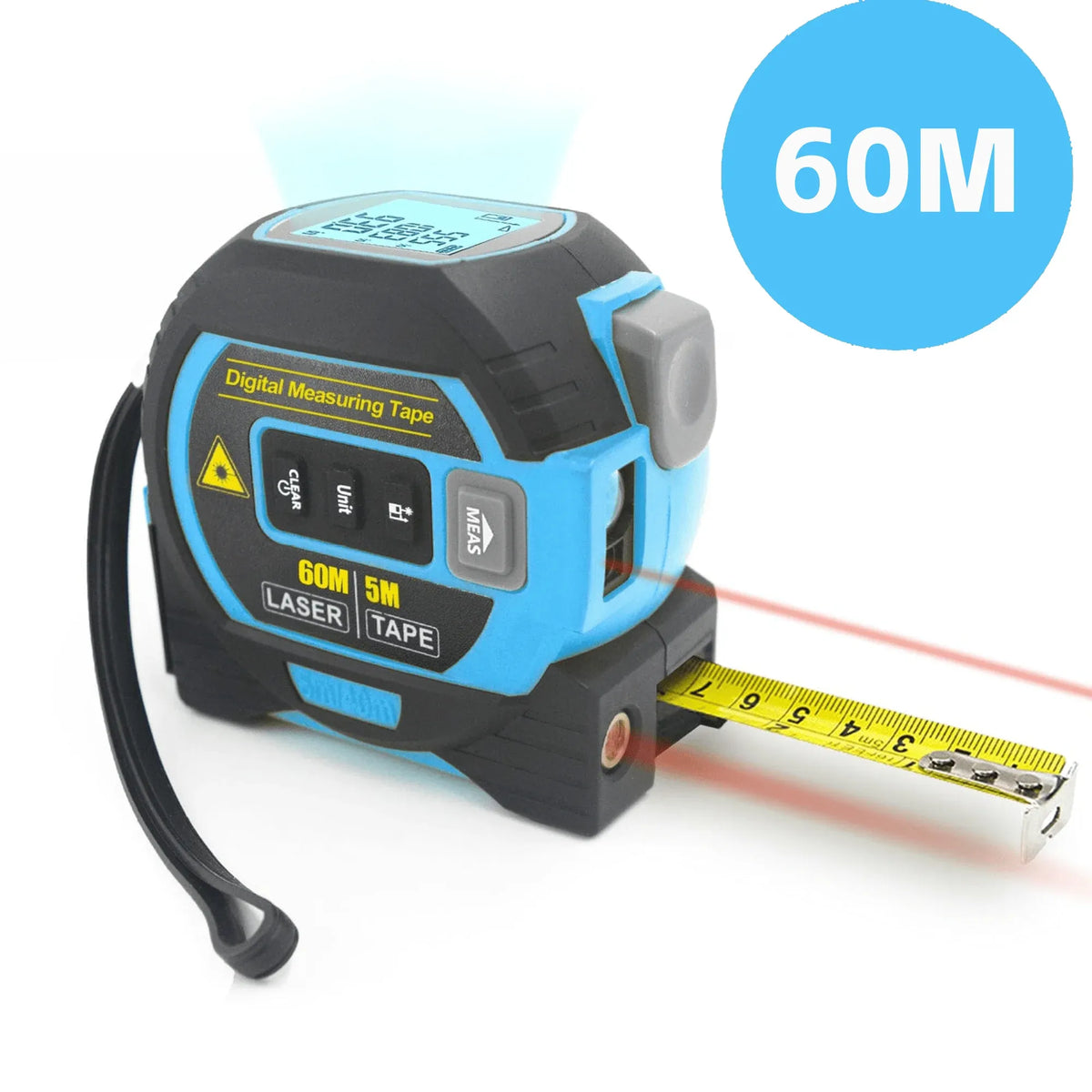 60m Laser Measure, Cross-line Laser Level, 5m Tape Measure Blue