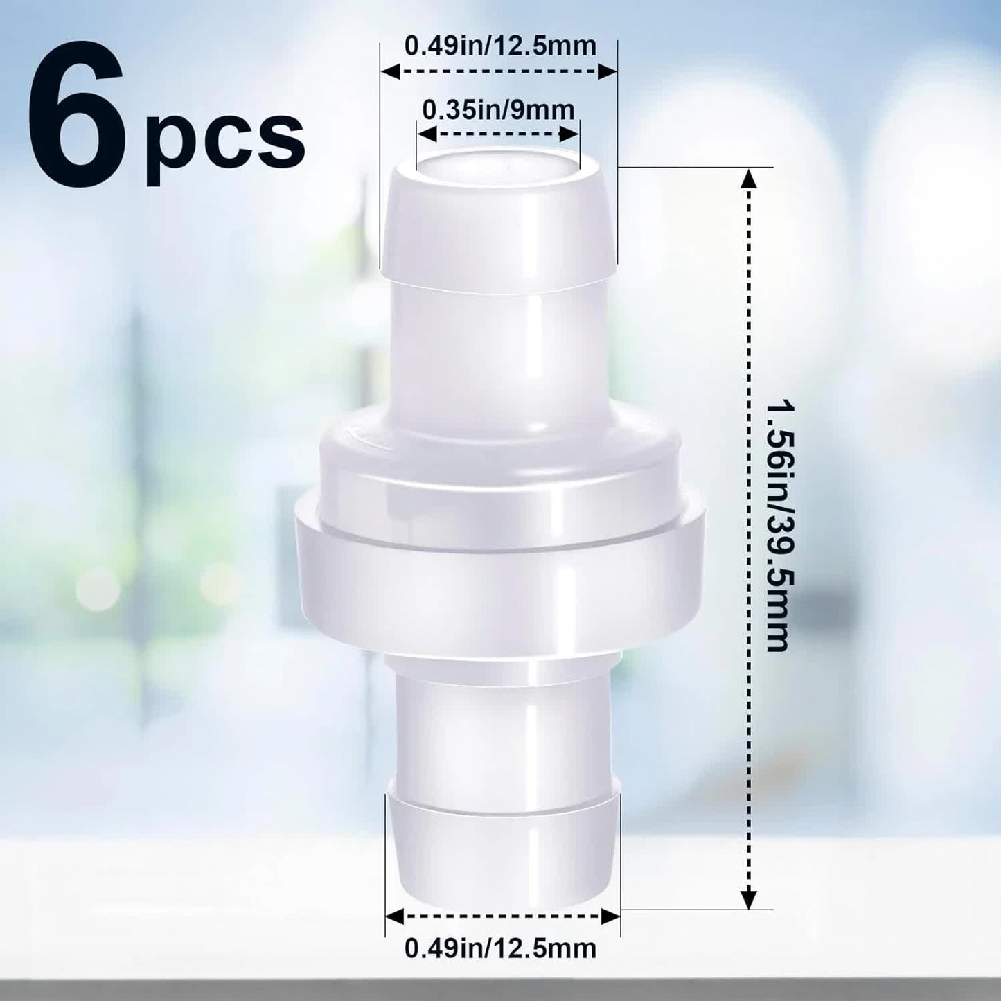 6 Pack One Way Check Valves, 1/2" (12mm) Hose Barb Non Return