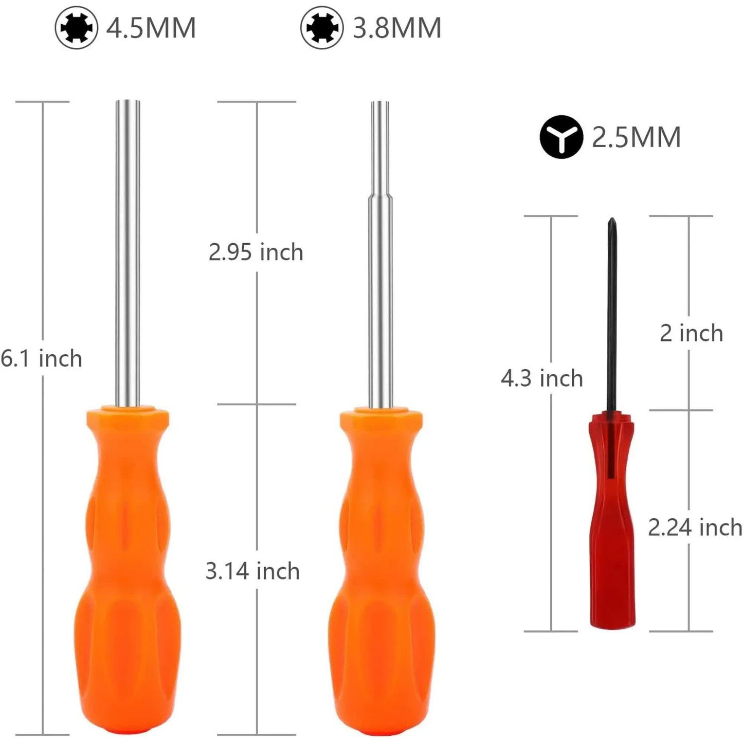 3 Pack Gamebit Security Screwdriver, 3.8mm and 4.5mm Security Screwdriver