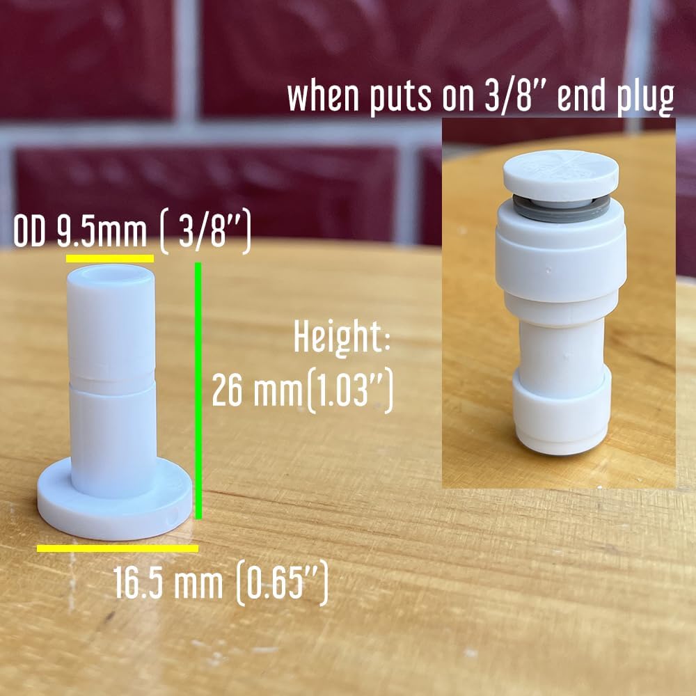 2 Size 1/4'' and 3/8'' Plug End Cap for RO System Reverse Osmosis Water
