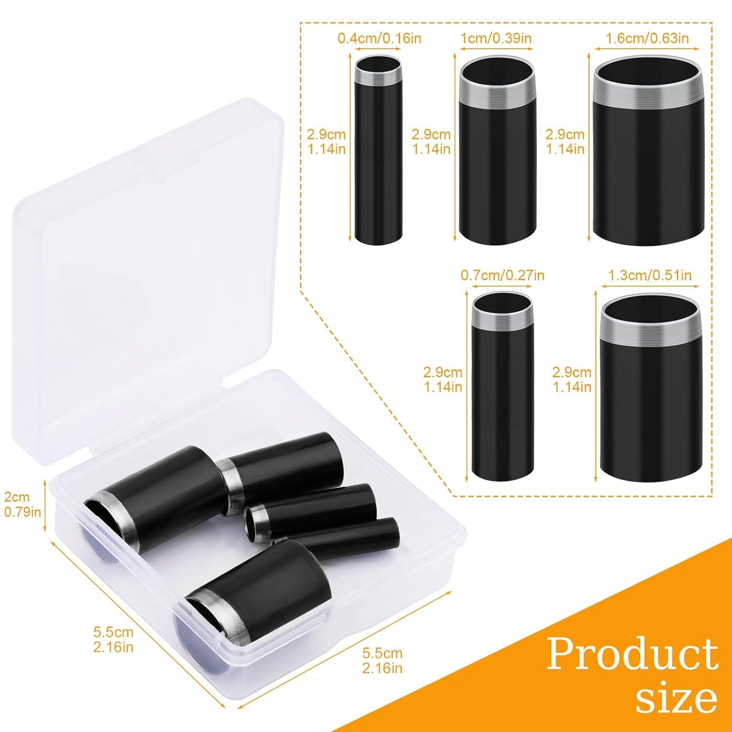 5 Sizes Round Hole Punch, Hollow Punch Cutter Tool Set with Storage Case
