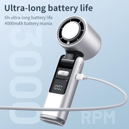 Portable Fan Handheld Mini Turbo Fan Battery White