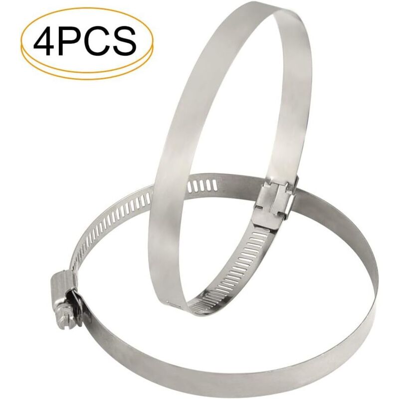 4 pcs Stainless Steel Hose Clamps - Adjustable For Fixing Flexible Hoses (141Mm-165Mm)