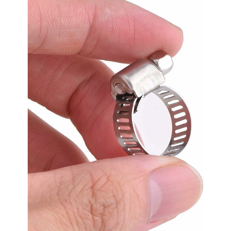 12 pcs Adjustable Stainless Steel Hose Clamp Pipe Clips Fastener (9-16Mm)