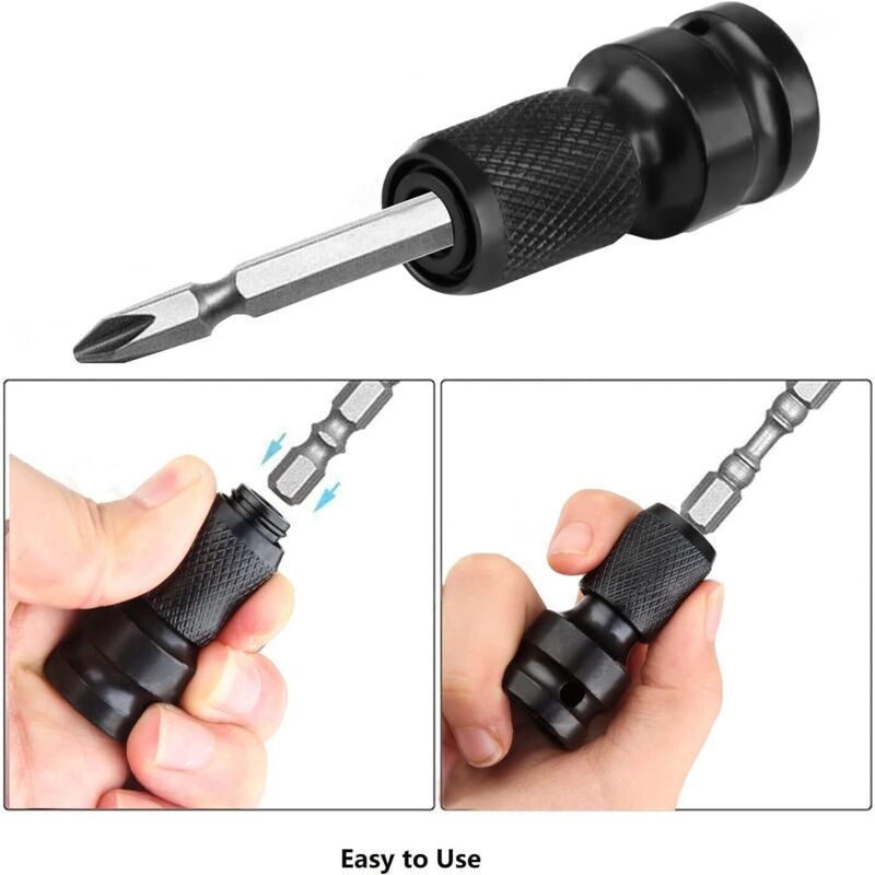 Impact Socket Driver Bit, 1/2" Square To 1/4" Hex Socket Adapters