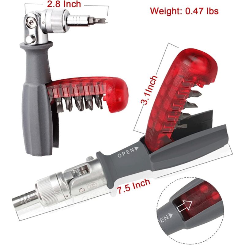 10 In 1 Ratchet Screwdriver With Magnetic Multi Bit, Small Pocket Mini