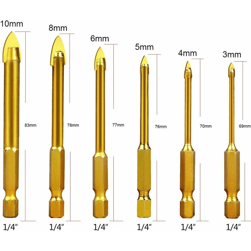 Tungsten Steel Glass Ceramic Tile Crystal Drill Bits With Hex Shank