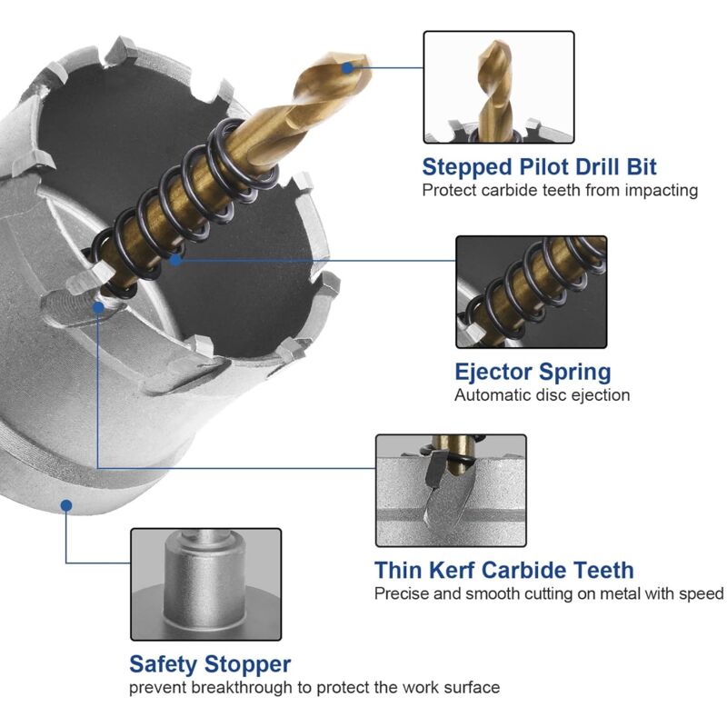 Bi-Metal Hole Saw, 45Mm Industrial Grade Stainless Steel Tct Carbide