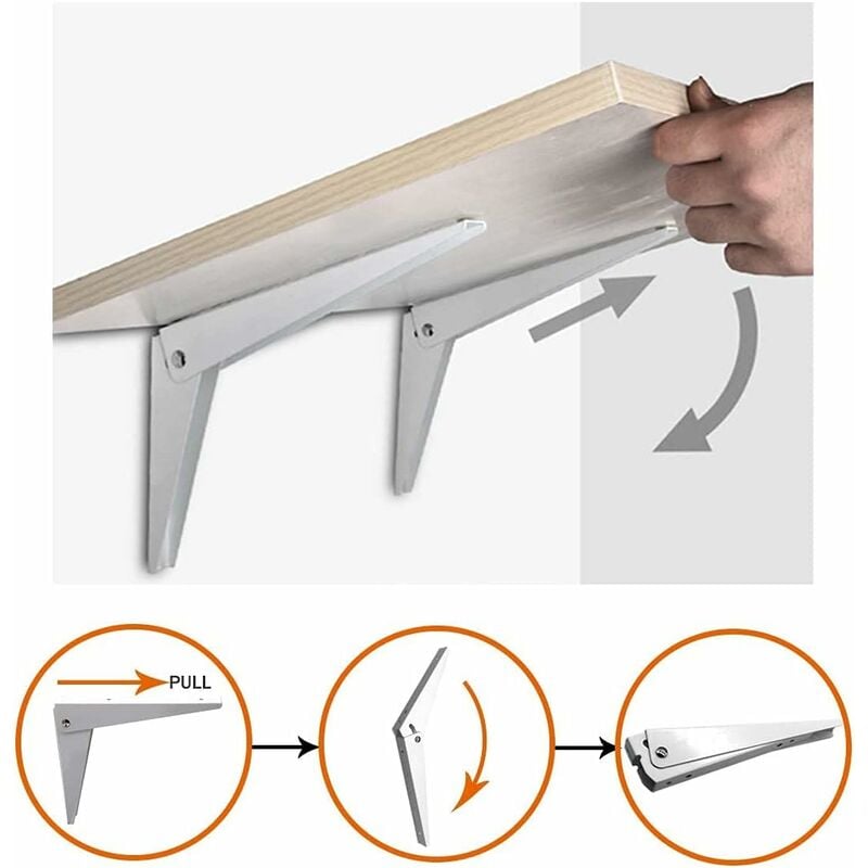 2 pcs Folding Wall Bracket, Shelf Brackets Metal