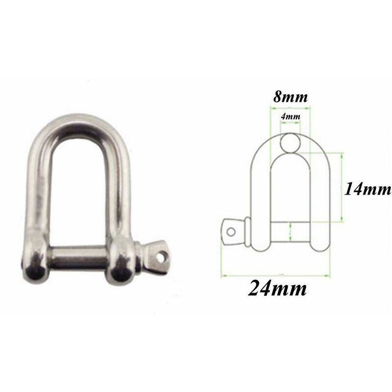 Stainless Steel Shackle 12 pcs M4 Stainless Steel Shackle Chain D Ring
