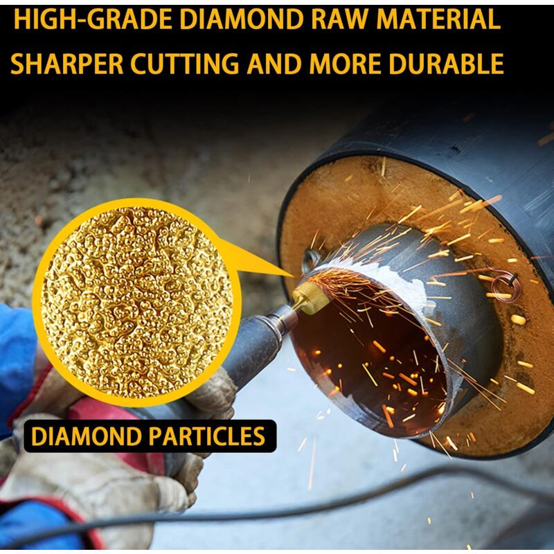 12 pcs Diamond Chainsaw Sharpener, High Hardness Titanium Plated Burr Grinding Wheel, Chainsaw Sharpener Stone Bits,