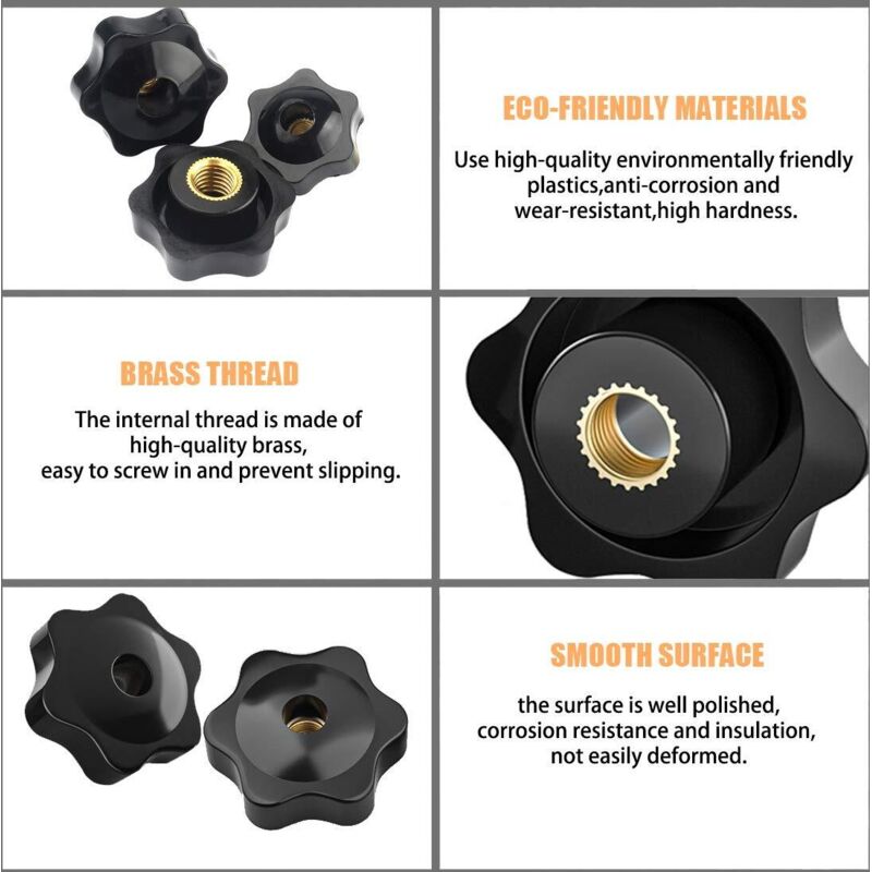 Star Head Clamping Knob, Star Head Clamping Nuts Knob, Clamping Nuts Star Shape Handle, Thread Clamping Knob, For