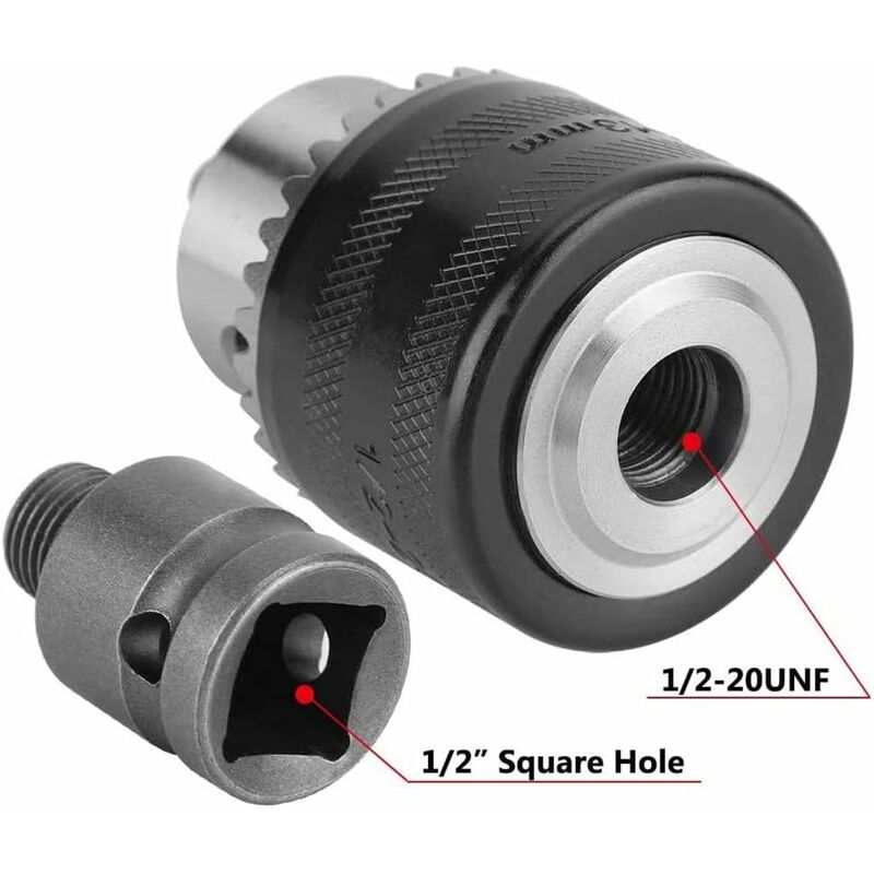 1.5-13Mm Drill Chuck 1/2-20 Unf With Sds Plus Adapter And Wrench Drill