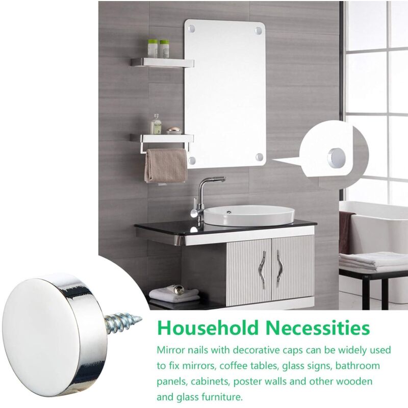 Brushed Stainless Steel Screws with Decorative Caps For Mirrors