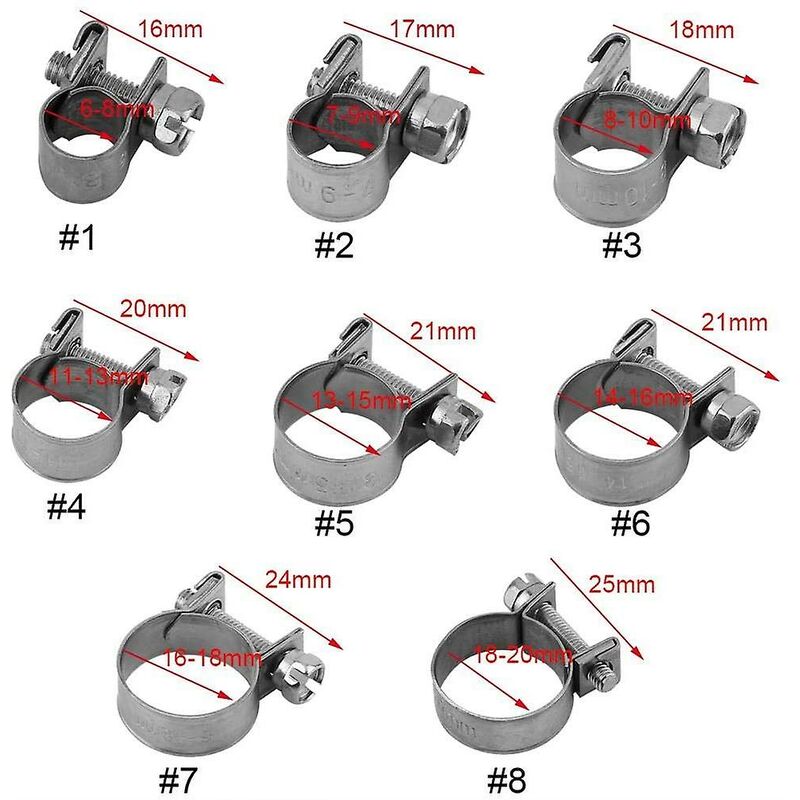 Heavy Duty Stainless Steel Fuel Hose Clamps 6Mm-20Mm Optional Size