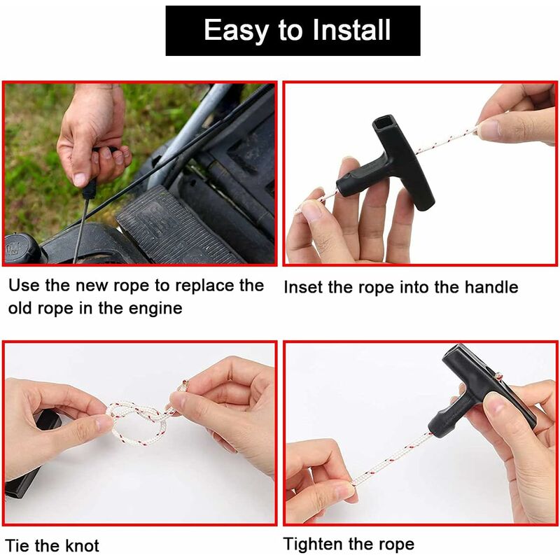Starter Rope/Pull Cord (3.5Mm 10M) With Starter Handle, Lawn Mower