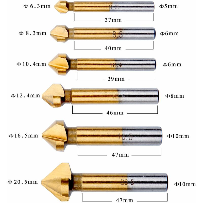 Countersink Metal Wood, Titanium Drill Bit Metal Chamfer HSS