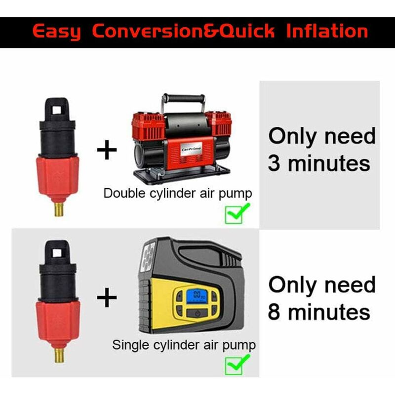 Inflatable Kayak Pump, Sup Air Inflation Valve Adapter And Gas Nozzle