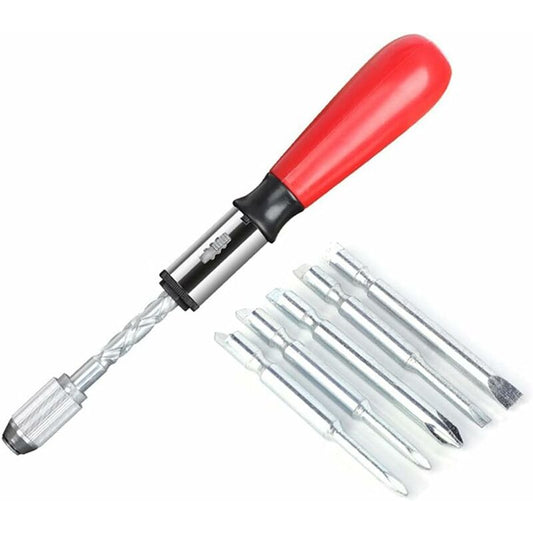 Spiral Screwdriver, Push Pull Ratchet Screwdriver, 6 In 1 Push Pull