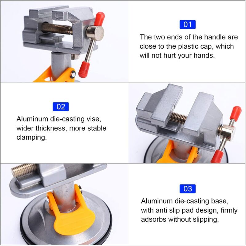 2 pcs Bench Vise Small Swivel Vise, Mini 360° ROtation Vise With Suction Cup, 30Mm, Table Vise Clamp For Hobby Jewelry,