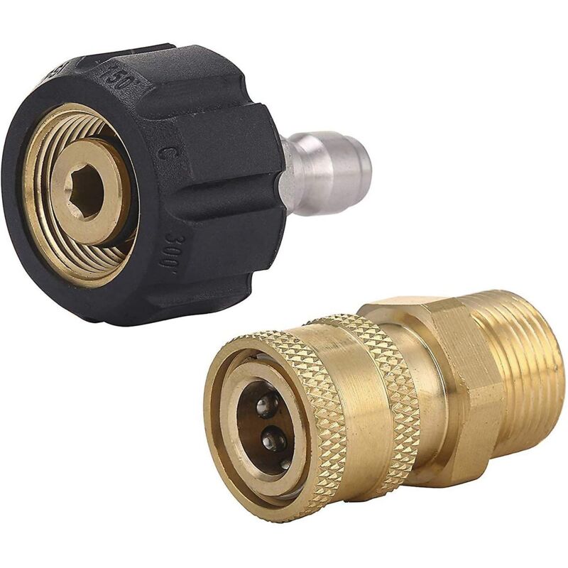 Pressure Washer Adapter Set M22 To 1/4 Inch Quick Connect Kit, M22 14Mm To 1/4 Inch Quick Connect Kit