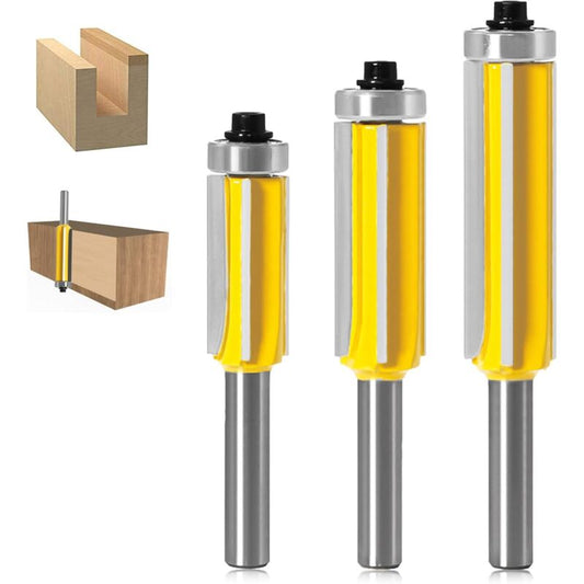 Router Bit, 4 Flute Shank Copy Cutter With Top Bearing Straight Flush