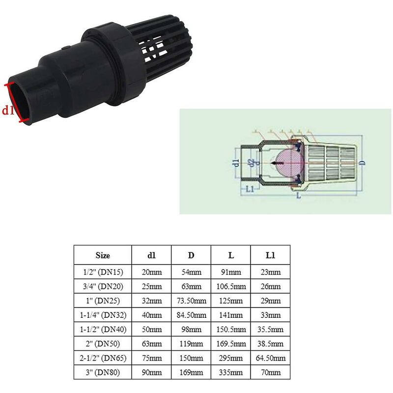 Foot Valve Non-Return Valve With Suction Ball 25 32 40 Mm Non-Return Strainer Valve Non-Return Pvc Swimming Pool Pump