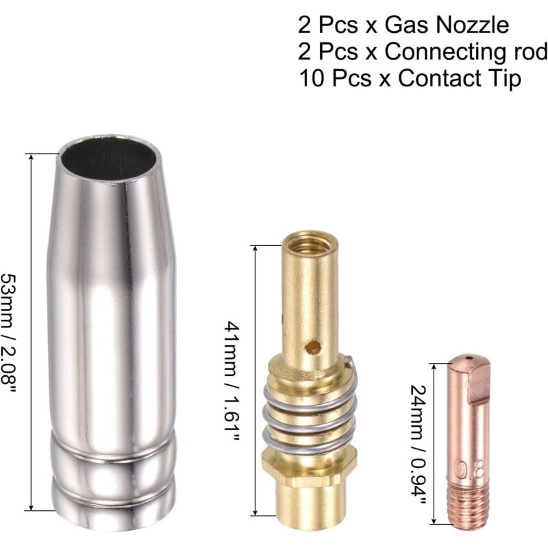 Melt Inert Gas (Mig) Welding Torch Accessory Kit 0.8Mm Conductive Contact Tip Nozzle Connection Bar 15Ak Consumables,