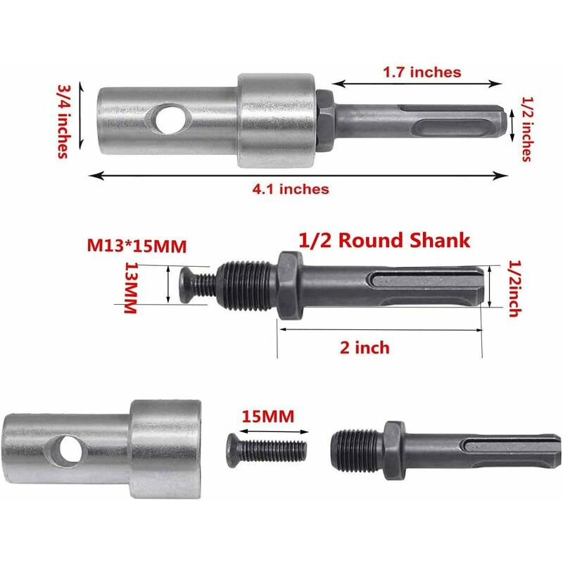 Garden Auger Power Drill Adapter For Corded Drill And Cordless Drill, Sds Plus Thread Keyless Chuck ROund Shank Adapter