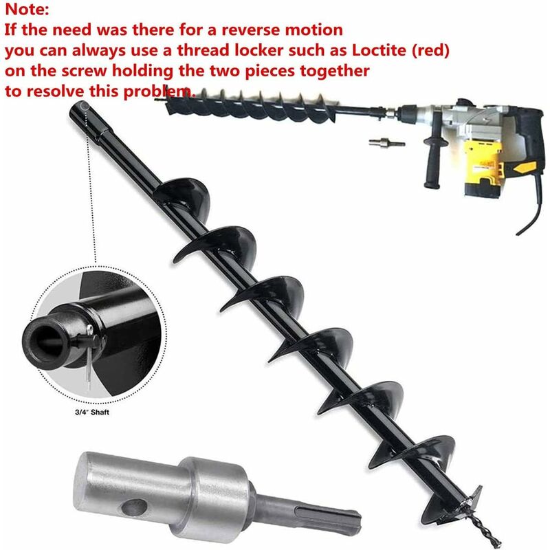 Garden Auger Power Drill Adapter For Corded Drill And Cordless Drill, Sds Plus Thread Keyless Chuck ROund Shank Adapter