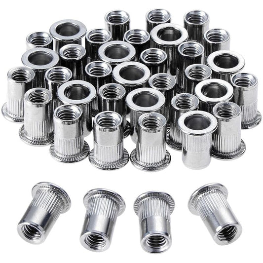 100 pcs M6 Stainless Steel Rivet Nuts Flat Thread Rivet Nuts