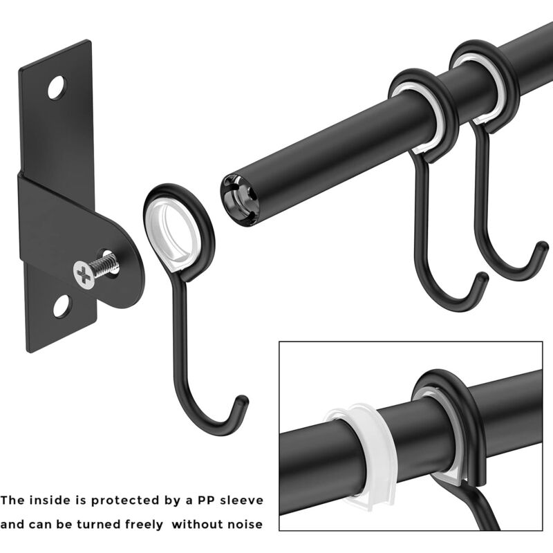 Wall Mounted Stainless Steel Utensil Holder With 8 Sliding Hooks