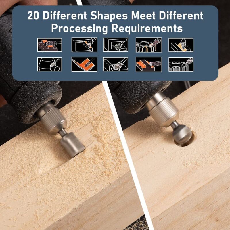 20 pcs ROtary Burr Set, High Speed Steel Carving Tool With 3Mm Grinding Head For Woodworking Carving Engraving Drilling