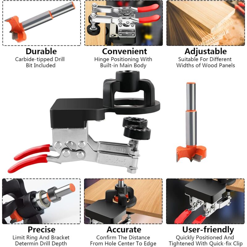 35Mm Hinge Jig, Door Cabinet Hinge Jig, Concealed Hinge Jig, Drill Guide Locator