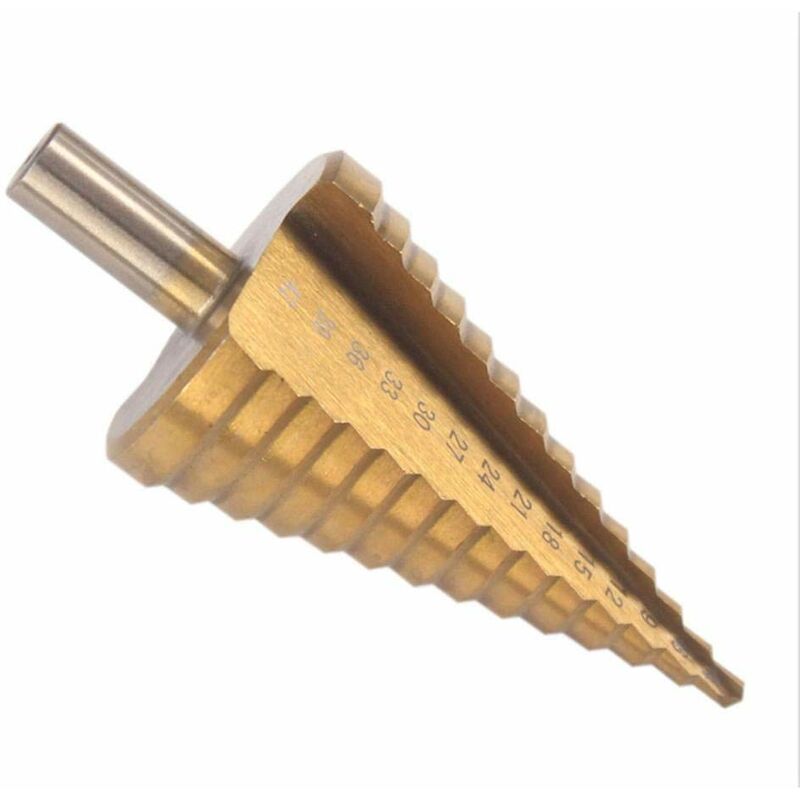 Step Cone Drill Bit - 4-42Mm - 14 Sizes - High Speed Steel ROund Shank Hole Cutter Tool