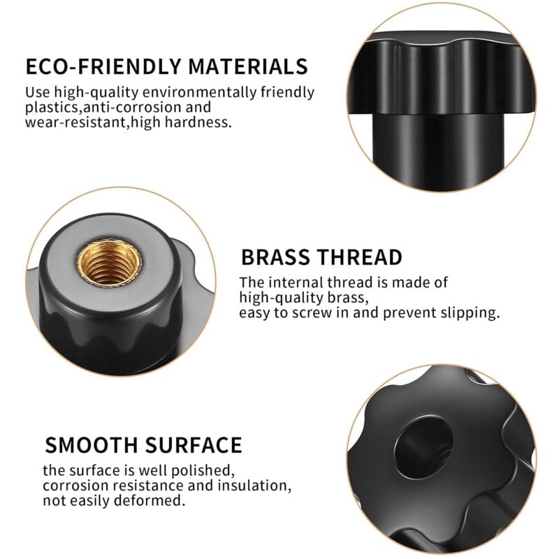 14 pcs M8 Knurled Thread Clamping Knob, Star Knobs Handle Internal Thread For Mechanical Devices, Instruments